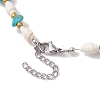 Synthetic Turquoise Chip & Natural Trumpet Shell Necklaces NJEW-JN04767-5