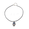 Alloy Hamsa Hand with Enamel Evil Eye Pendant Necklace for Women NJEW-JN03956-01-4