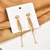 Brass ABS Plastic Pearl Tassel Stud Earrings EJEW-U040-11G-1