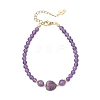 Heart Gemstone Bead Bracelets BJEW-JB13297-3