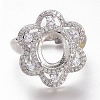 Adjustable Brass Micro Pave Clear Cubic Zirconia Finger Ring Components ZIRC-I049-12-2