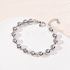 Brass Ball Link Chain Bracelets for Women BJEW-H640-02B-P-3