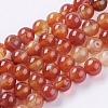 Natural Striped Agate/Banded Agate Beads Strands X-G-G591-8mm-03-1