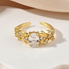 Brass Micro Pave Cubic Zirconia Cuff Open Rings RJEW-C163-25B-G-2