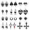 24Pcs 12 Styles Gothic Alloy Black Enamel Chandelier Component Links FIND-OC0014-13-1