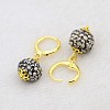 Dangling Round Ball Resin Rhinestone Earrings LS-EJEW-J080-29G-2