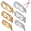 6Pcs 6 Styles Brass Micro Pave Clear Cubic Zirconia Twister Clasps ZIRC-GA0001-19-1