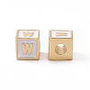 Rack Plating Brass Enamel Beads KK-B060-04G-04W-1