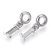 Platinum Rack Plating Alloy Rhinestone European Dangle Charms PALLOY-T048-36P-I-2