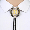 Cowboy Western Alloy Horseshoes & Letter Pendant Bolo Tie Necklaces NJEW-WH20014-02D-5