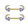 316L Surgical Stainless Steel Royal Blue Enamel Moon Nipple Rings WG12885-03-1