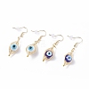 2Pair 2 Color Round Lampwork Evil Eye Braided Dangle Earrings EJEW-JE04898-1