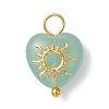 Mixed Stone Heart Charms with Golden Tone Metal Sun Moon Star Slices PALLOY-JF02763-4