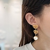 Brass & Plastic Pearl Stud Dangle Earrings WGE9714-01-3