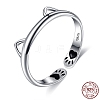 925 Sterling Silver Cuff Rings RJEW-BB70407-1