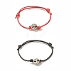 2Pcs 2 Colors Alloy Tree of Life Beaded Cord Bracelets Set BJEW-JB08113-01-1