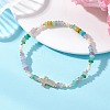 Brass Micro Pave Clear Cubic Zirconia Cross & Natural Pearl & White Jade Rondelle Beads Stretch Bracelets for Women BJEW-JB13114-01-1