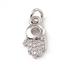 Brass Micro Pave Clear Cubic Zirconia Palm Charms ZIRC-F132-56P-1