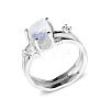 Triangle 925 Sterling Silver with Natural Moonstone Finger Rings FS-WGDF753-03-1