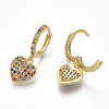 Brass Cubic Zirconia Dangle Hoop Earrings EJEW-S201-125-2