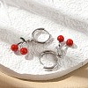 Cherry Brass Enamel Hoop Earrings EJEW-M077-14P-02-4