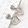 Hollow Heart Brass Micro Pave Clear Cubic Zirconia Dangle Stud Earrings EJEW-Z099-02P-02-3