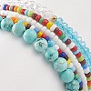 Faceted Glass & Synthetic Turquoise(Dyed) Stretch Beaded Bracelets Sets BJEW-TA00202-03-5