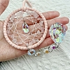 Woven Web/Net Natural Rose Quartz Chips Hanging Ornaments PW-WGC610B-01-3