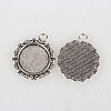 Tibetan Style Alloy Pendant Cabochon Settings TIBEP-N003-49AS-2