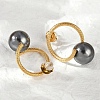 304 Stainless Steel Natural Shell Pearl Stud Earrings EJEW-G423-21G-2