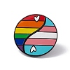 Rainbow Color Pride Flag Yin Yang with Heart Enamel Pin JEWB-G019-05B-1