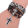 Leather Cord Multi-strand Bracelets for Women Men WGAECCB-08-1