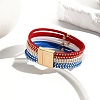 American Flag Style Red Blue White Imitation Leather Cord Bracelet PW-WG35B3F-01-4