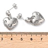 Heart Brass Stud Earrings Findings EJEW-A045-10P-3