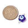 Handmade Blue Evil Eye Flower Lampwork Links Connector Charms PALLOY-JF02845-2