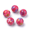 Opaque Flower Printed Acrylic Beads MACR-S271-10mm-05-1