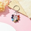 7 Chakra Gemstone Bead Pendant Keychain with Tibetan Style Alloy Charm KEYC-JKC00539-04-4