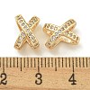 Letter X Rack Plating Brass Micro Pave Cubic Zirconia Europen Beads KK-K386-15G-3