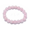 Natural Rose Quartz Bead Stretch Bracelets X-BJEW-K212-A-045-6