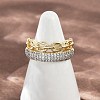 Brass Micro Pave Cubic Zirconia Cuff Rings for Women RJEW-D326-05G-1
