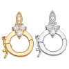 2Pcs 2 Colors S925 Sterling Silver Micro Pave Clear Clear Cubic Zirconia Twister Clasps STER-PH0003-56-6