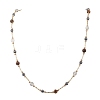 Round Synthetic Non-Magnetic Hematite & Quartz Crystal & Natural Tiger Eye and Glass Twisted Bugle Beaded Necklaces NJEW-JN05726-7