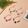4Pcs 4 Style Natura Mixed Gemstone & Shell Beaded Bracelets Set with Heart Charms for Women BJEW-TA00242-7