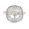 Brass Micro Pave Cubic Zirconia Adjustable Ring Components KK-CBAC351-03P-1
