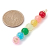 Colorful Imitation Jade Glass Round Bead Pendants PALLOY-JF02449-01-2