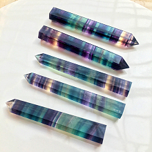 Natural Colorful Fluorite Pointed Prism Bar Home Display Decoration G-PW0007-098B