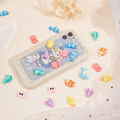 100Pcs 10 Styles Opaque Resin Cabochons CRES-SC0002-42-1