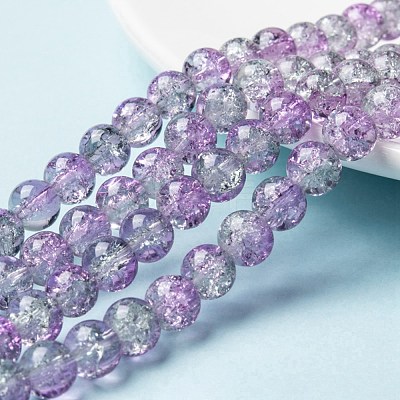 Spray Painted Crackle Glass Beads Strands CCG-Q002-8mm-02-1