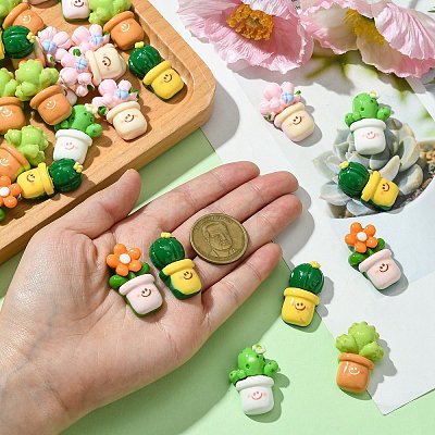 50Pcs 5 Styles Opaque Resin Decoden Cabochons RESI-CJ0003-88-1