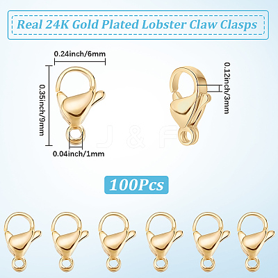 100Pcs 304 Stainless Steel Lobster Claw Clasps STAS-BBC0009-39A-G-1